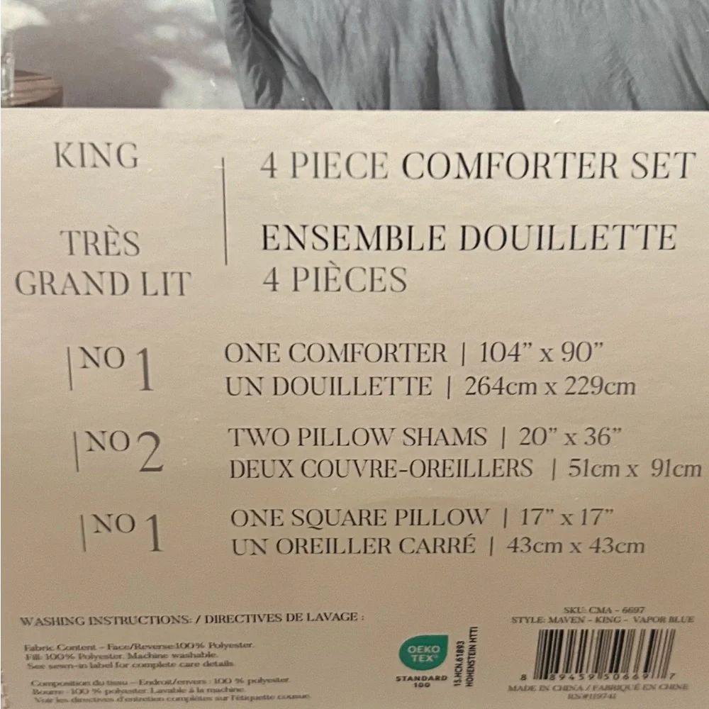 Dream Stories Blue King Comforter Set New 4 Pieces 106”x90”